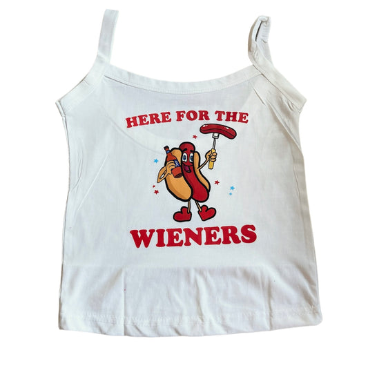 Here For The Wieners White Tank