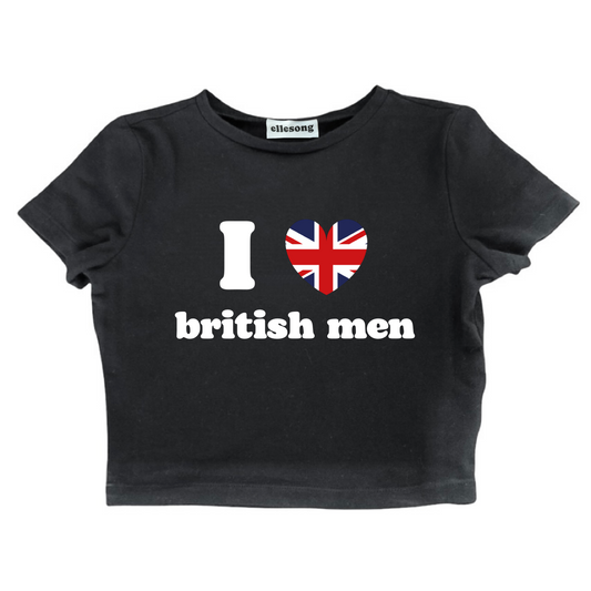 I Love British Men Baby Tee - SIZE M