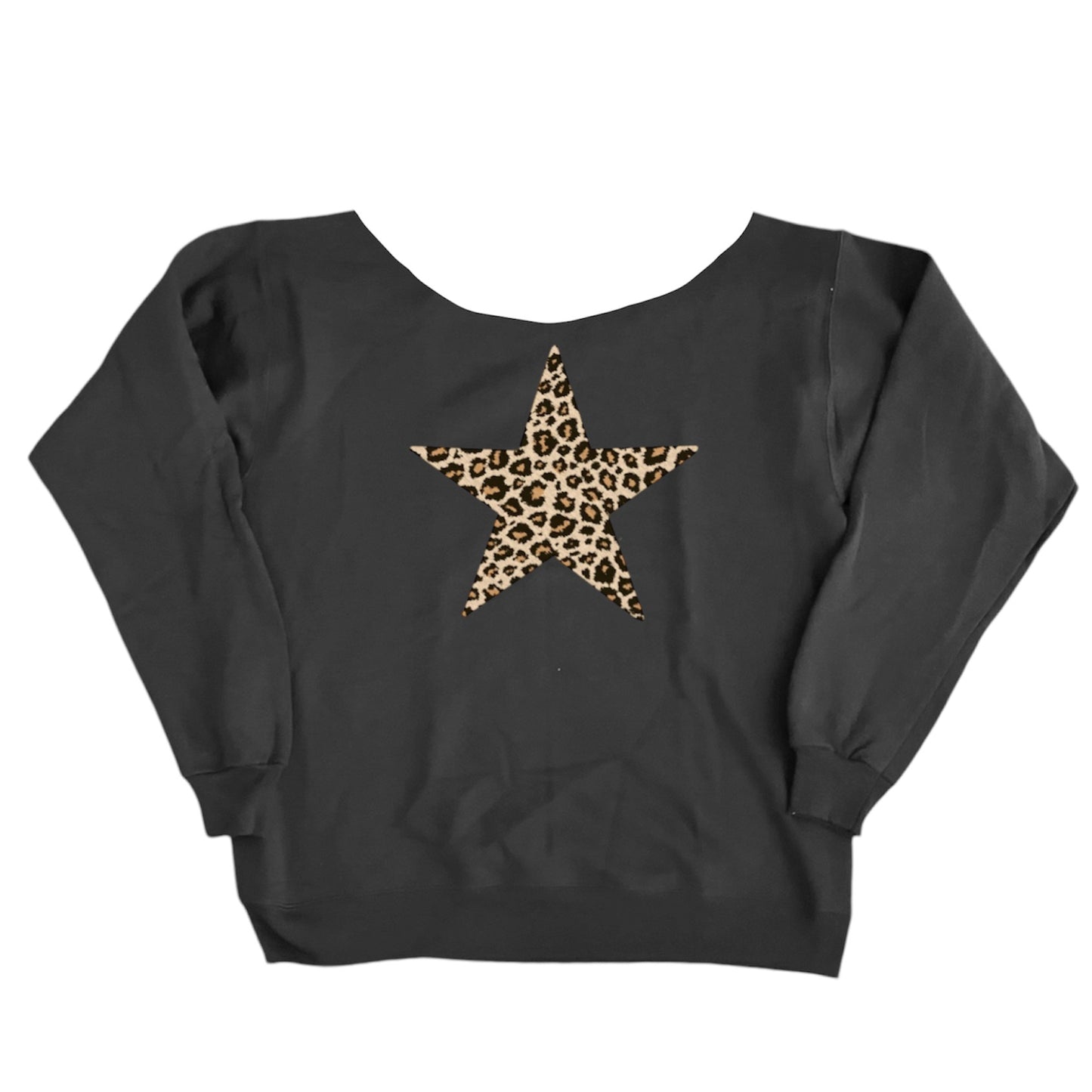 Cheetah Star Print Off The Shoulder Crewneck