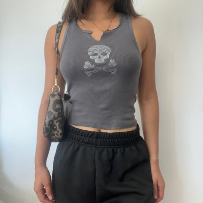 Skull And Bones Gray Split Tank - SIZE S 2 LEFT