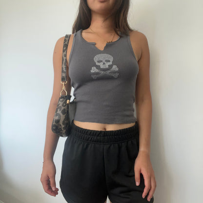 Skull And Bones Gray Split Tank - SIZE S 2 LEFT