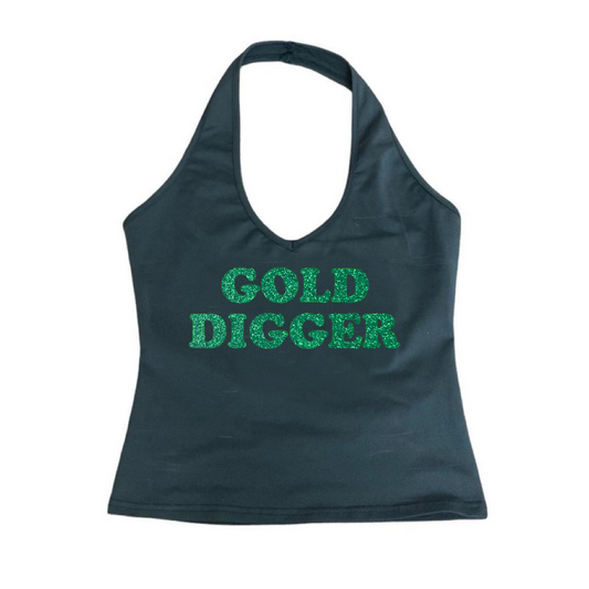 Gold Digger Black Halter Top