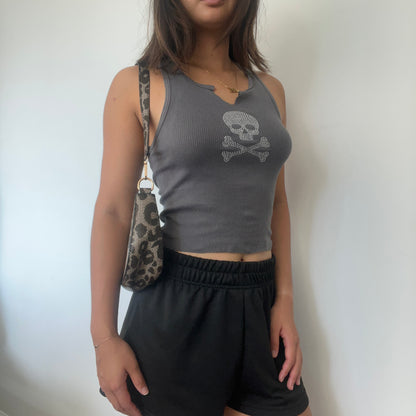 Skull And Bones Gray Split Tank - SIZE S 2 LEFT