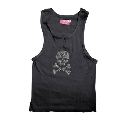 Skull And Bones Gray Split Tank - SIZE S 2 LEFT