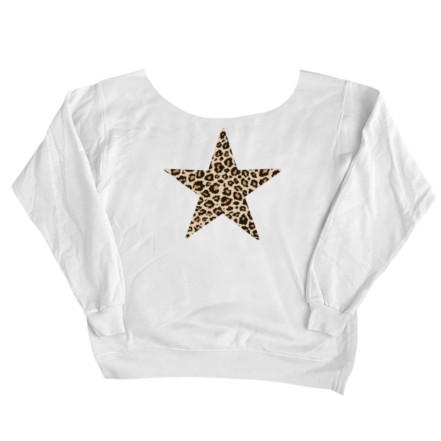 Cheetah Star Print Off The Shoulder Crewneck