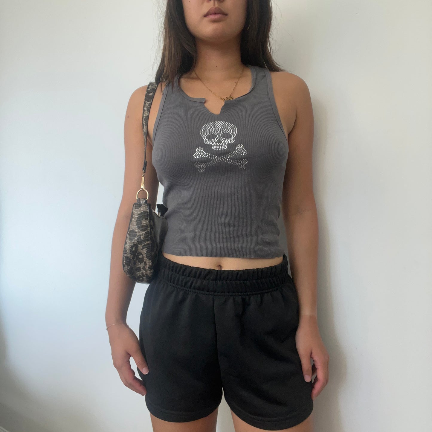 Skull And Bones Gray Split Tank - SIZE S 2 LEFT