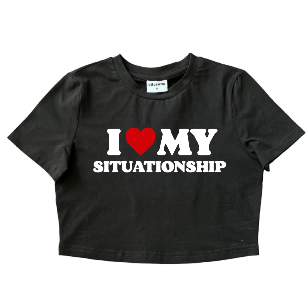 I Heart My Situationship Black Baby Tee