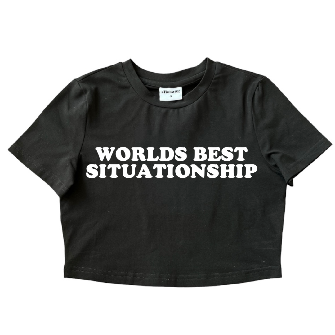 Worlds Best Situationship Black Baby Tee