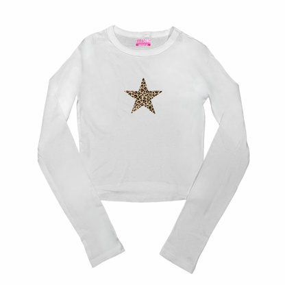 Cheetah Print Star Long Sleeve Top