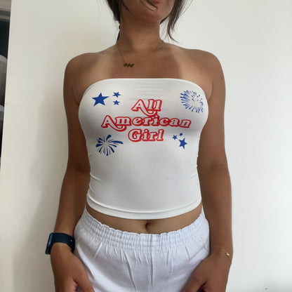 All American Girl White Tube Top