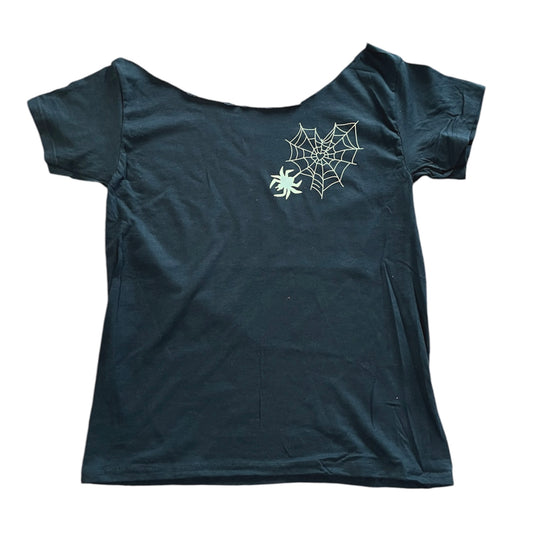 Spider Heart Web Off The Shoulder Tee