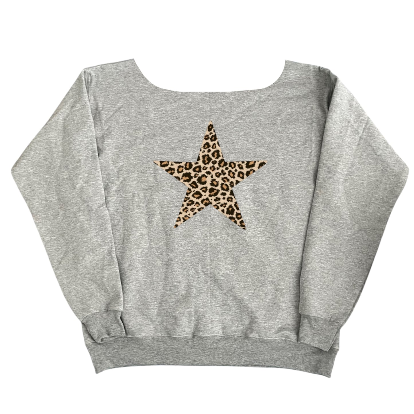 Cheetah Star Print Off The Shoulder Crewneck