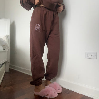 SAMPLE - Brown Terry Bear Embroidered Sweatpants