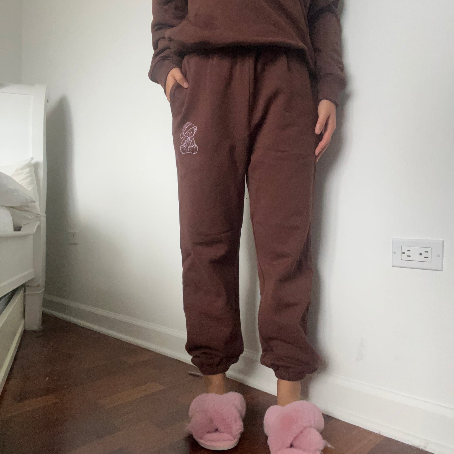 SAMPLE - Brown Terry Bear Embroidered Sweatpants