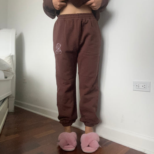 SAMPLE - Brown Terry Bear Embroidered Sweatpants