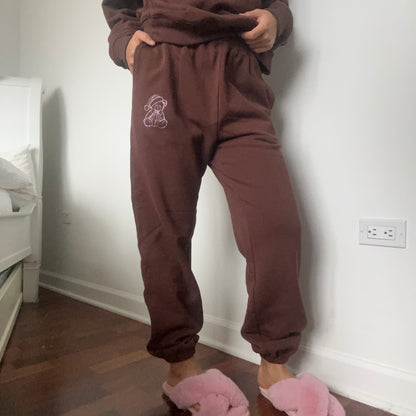 SAMPLE - Brown Terry Bear Embroidered Sweatpants