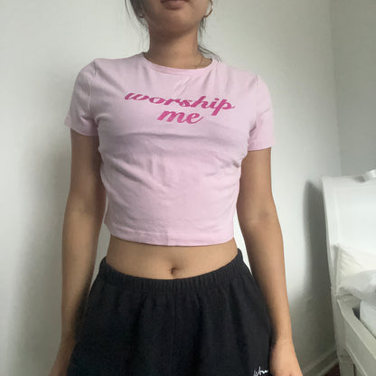 Worship Me Light Pink Tee - SIZE XS