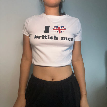 I Love British Men Baby Tee - SIZE M