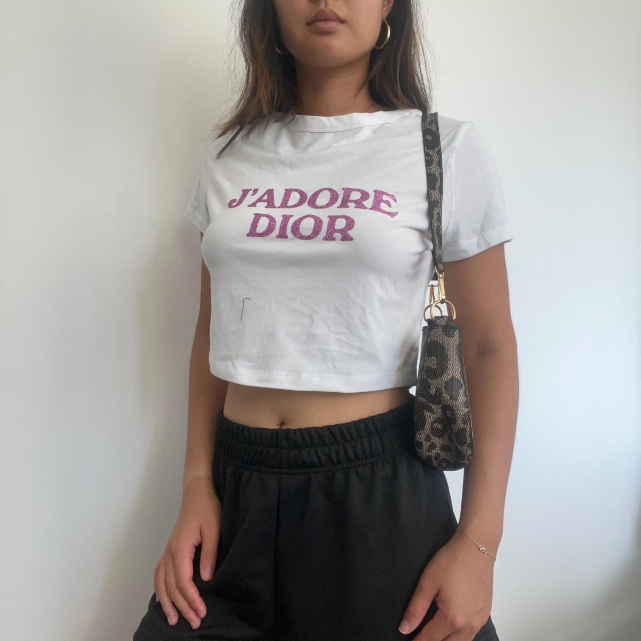 J'adore Dior Purple Glitter Text Baby Tee - SIZE L