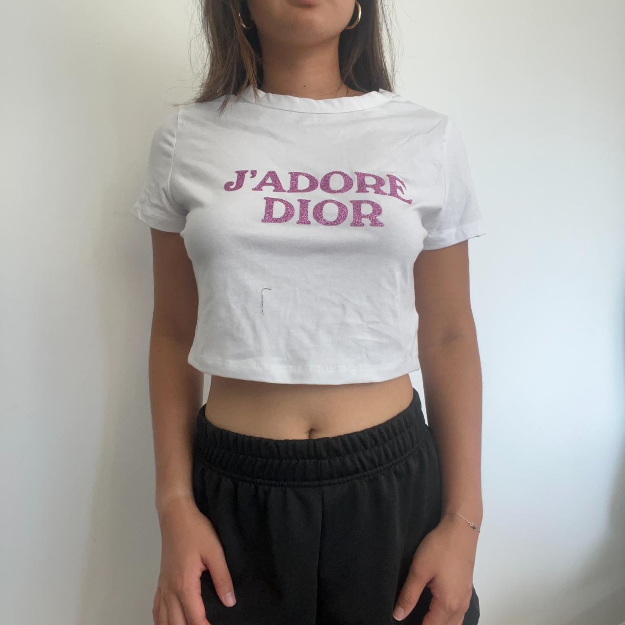 J'adore Dior Purple Glitter Text Baby Tee - SIZE L