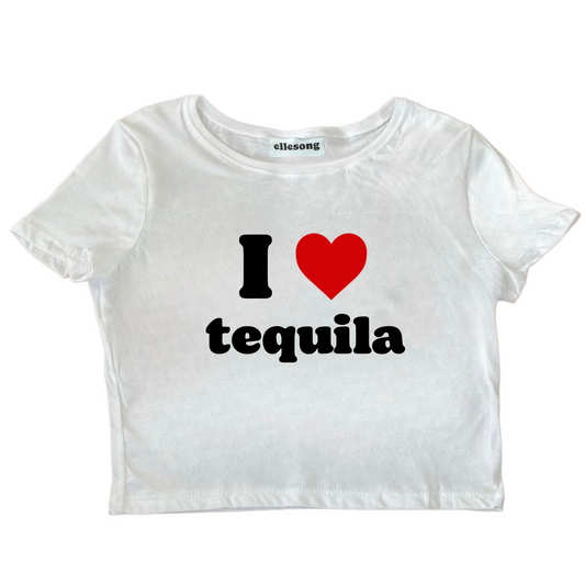 I Love Tequila White Baby Tee - SIZE M