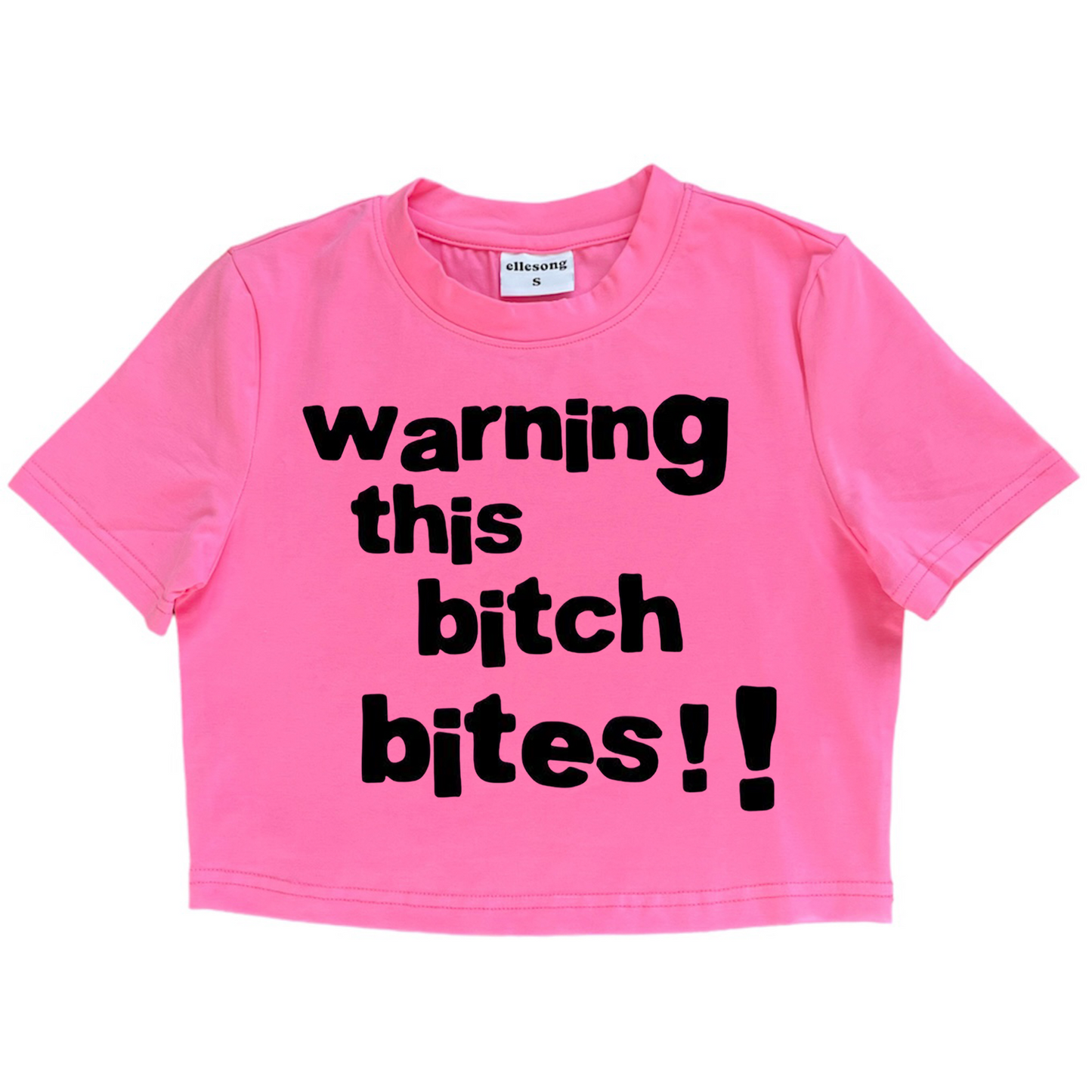 Warning This Bitch Bites Pink Baby Tee